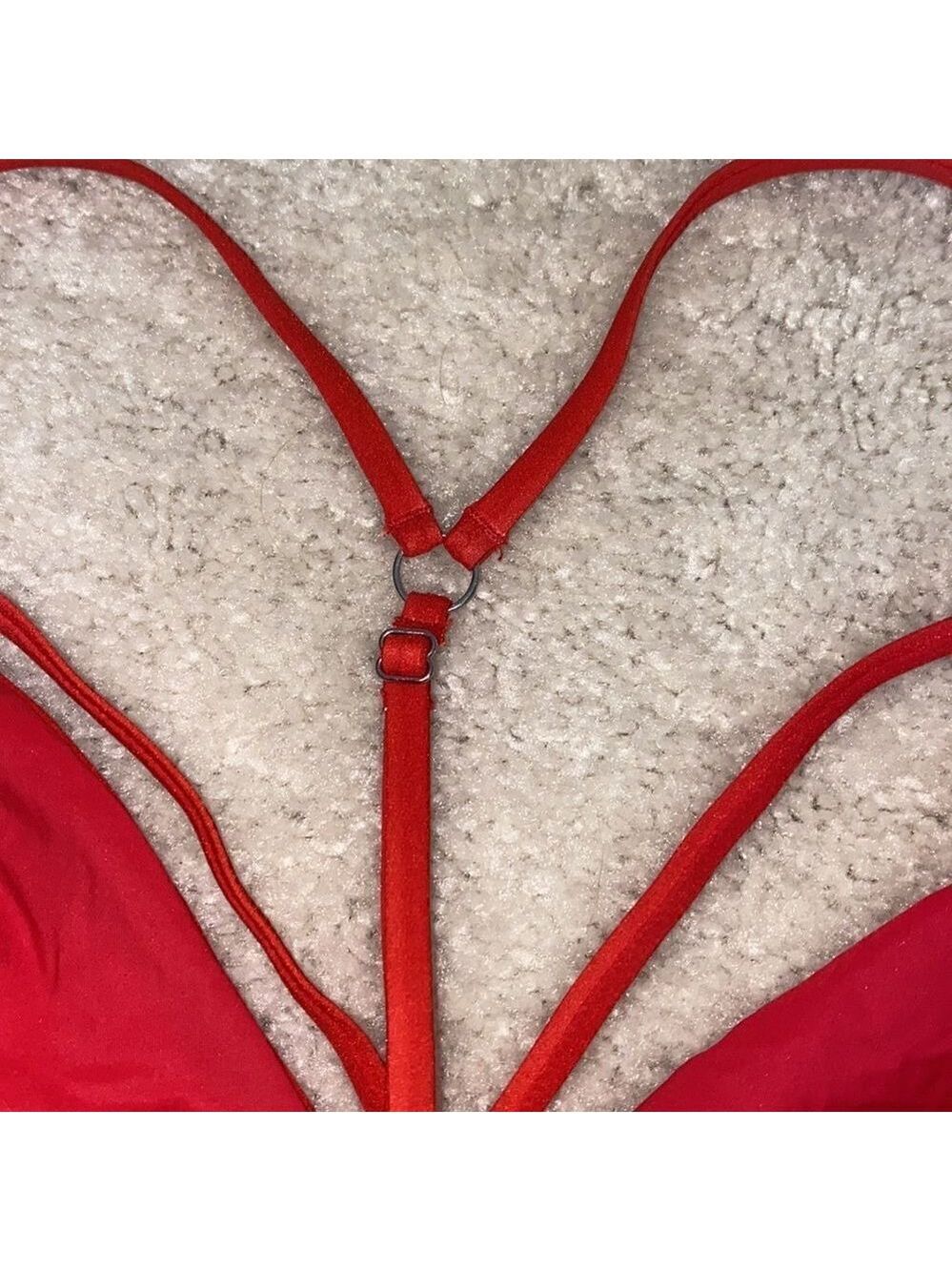 Blue Life Triangle Bikini Top Red Adjustable T-Strap - Picture 7 of 8